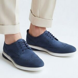 Cole Haan GrandevOlution Wingtip Navy Suede Oxford Shoes Size 10.5M